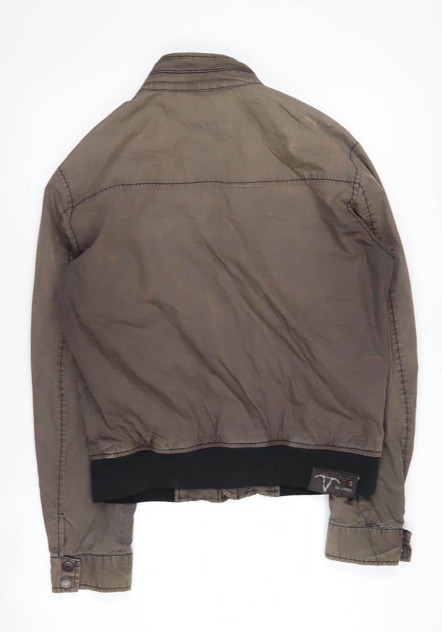 Men's Brown Stand-Up Collar Bomber Jacket Size S