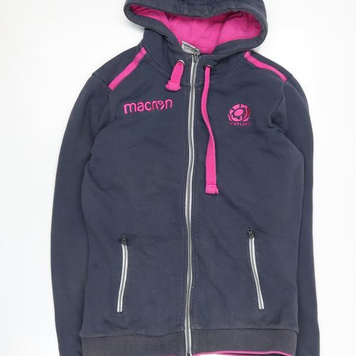 Macron Unisex Blue XL Full Zip Hoodie with Logo Accents