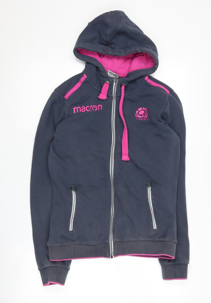Macron Unisex Blue XL Full Zip Hoodie with Logo Accents