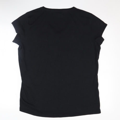 LA Gear Women's Black V-Neck Cotton T-Shirt Size 20