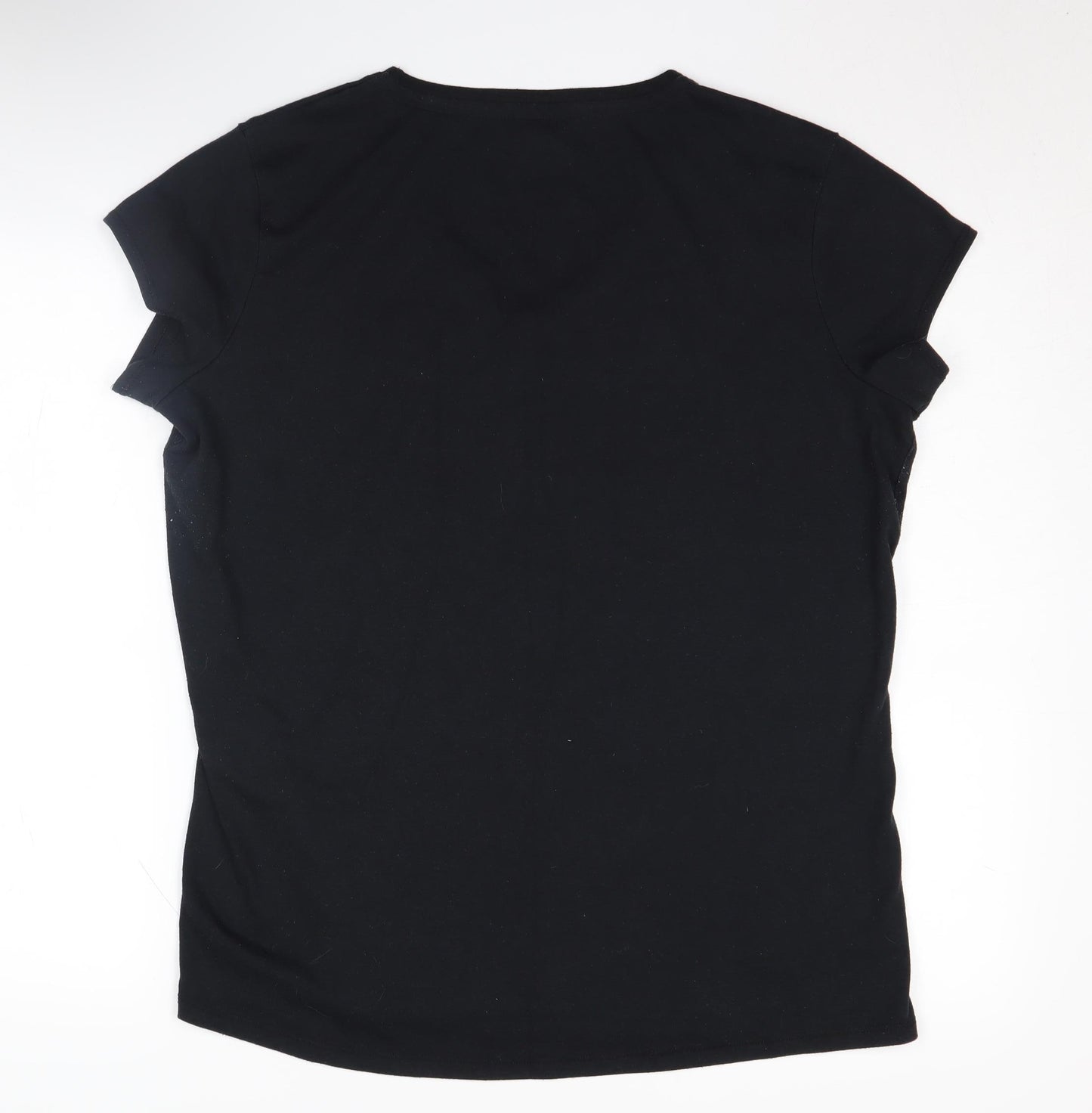 LA Gear Women's Black V-Neck Cotton T-Shirt Size 20