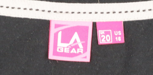 LA Gear Women's Black V-Neck Cotton T-Shirt Size 20