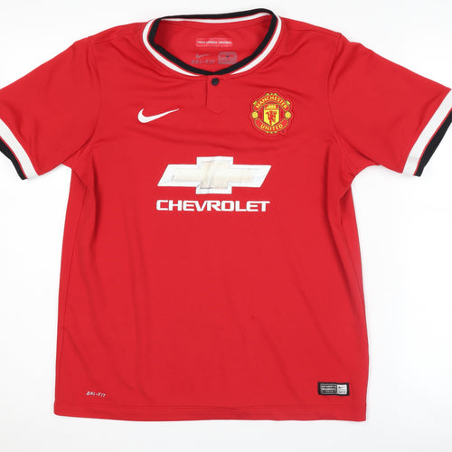 Nike Boys Red Football Jersey T-Shirt, Size S, Moisture Wicking