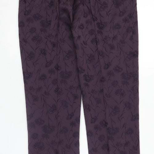 Cinoche Women's Purple Floral Trousers, Size 10