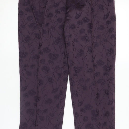 Cinoche Women's Purple Floral Trousers, Size 10