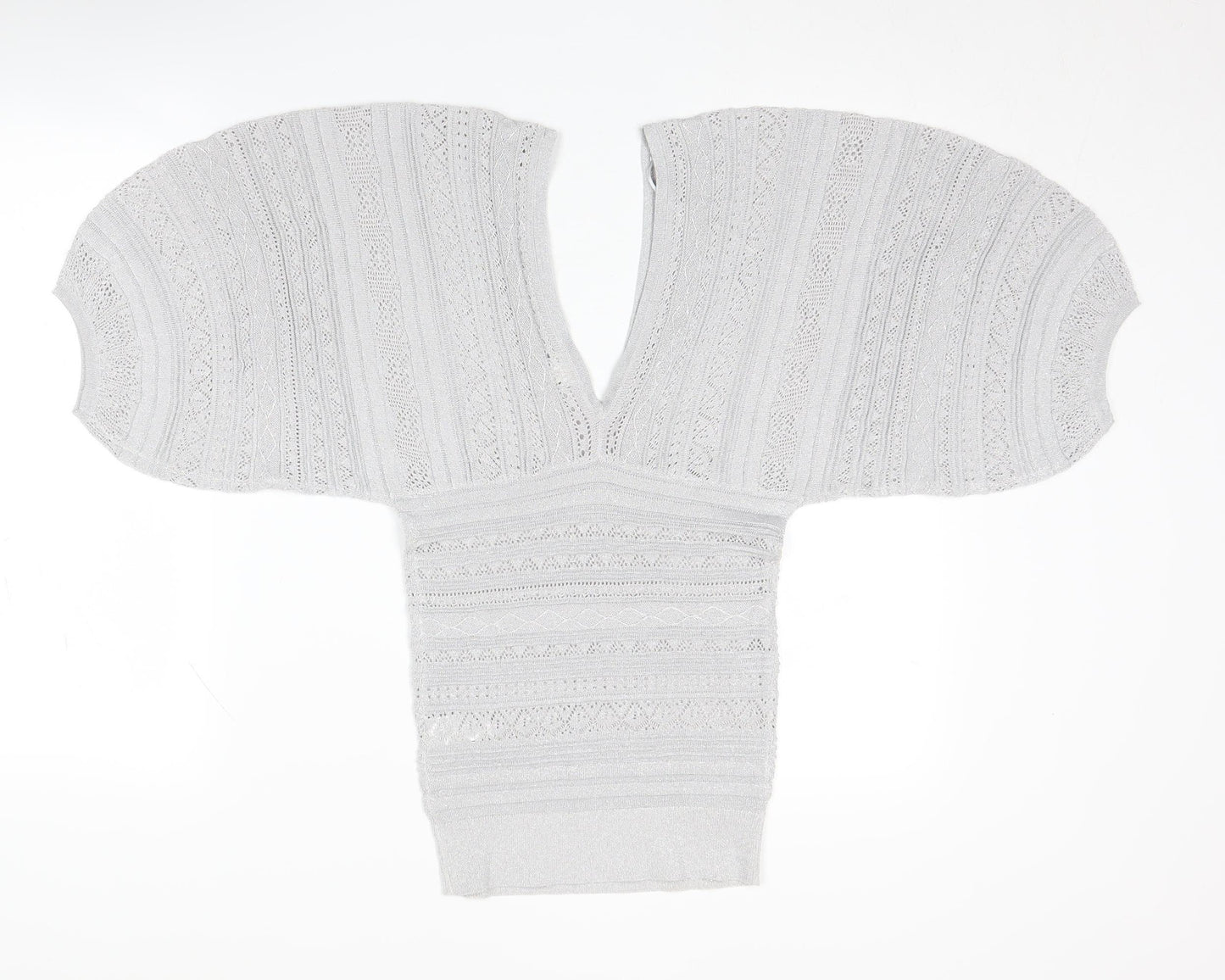 River Island Silver Cape Jumper V-Neck Women's Size 6