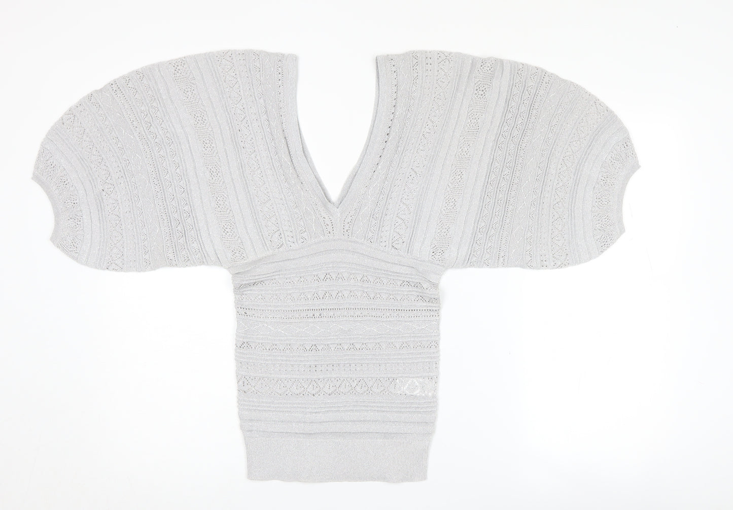 River Island Silver Cape Jumper V-Neck Women's Size 6