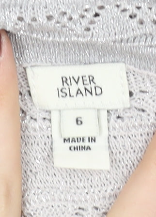 River Island Silver Cape Jumper V-Neck Women's Size 6