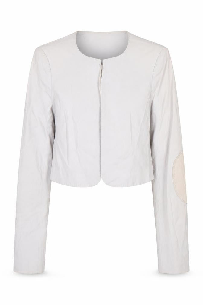 Front view of Joseph Women's White Lightweight Cropped Blazer