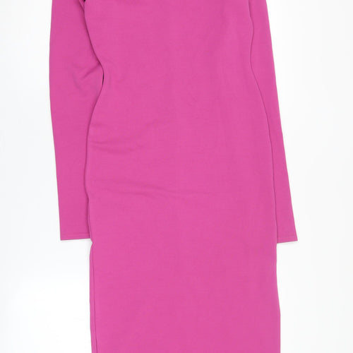 Boohoo Women's Pink Bodycon Midi Dress, Size 10
