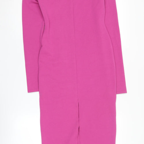 Boohoo Women's Pink Bodycon Midi Dress, Size 10