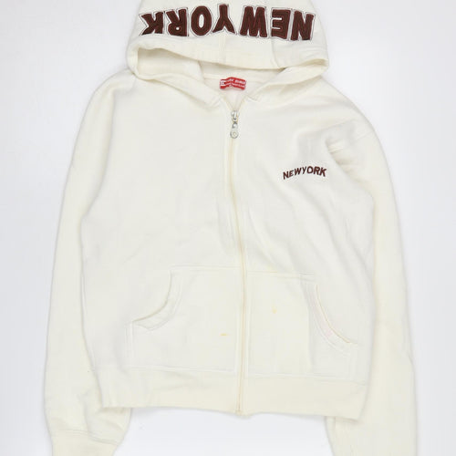 Fire Bird Women's Ivory Hoodie M Full Zip Hooded Casual