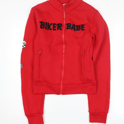 Hyde & Seek Women's Red Biker Sweatshirt, S, Full Zip