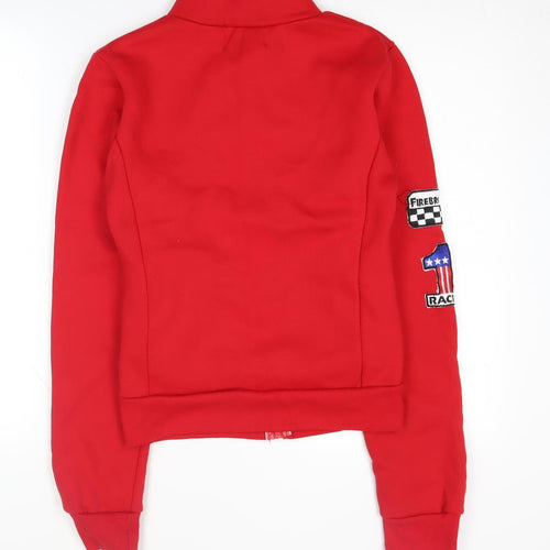 Hyde & Seek Women's Red Biker Sweatshirt, S, Full Zip