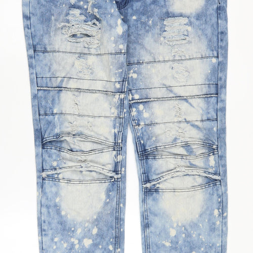 GS-115 Men's Blue Distressed Straight Jeans Size 36