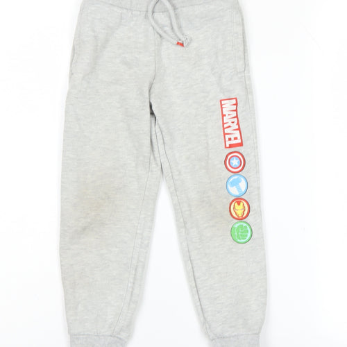 Marvel Boys Grey Jogger Trousers 4-5 Years with Superhero Theme