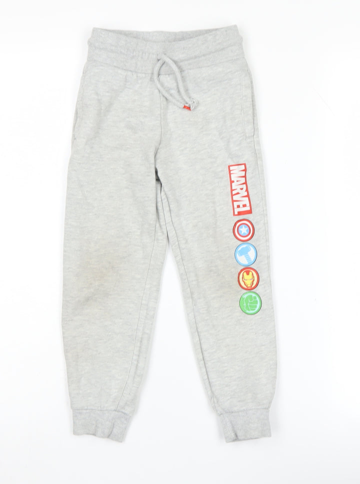 Marvel Boys Grey Jogger Trousers 4-5 Years with Superhero Theme