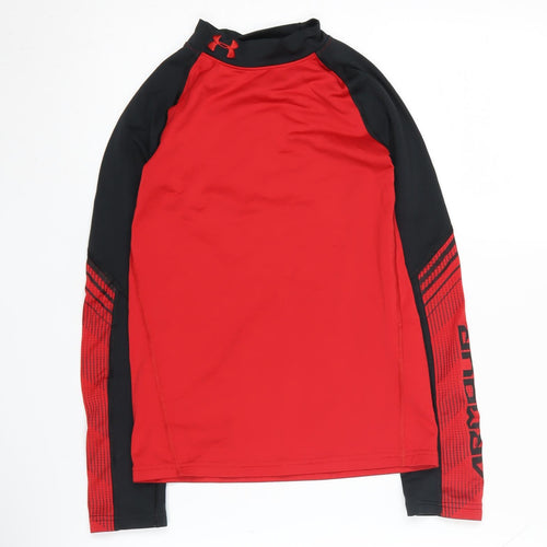 Under Armour Boys Red Long Sleeve Athletic Top M