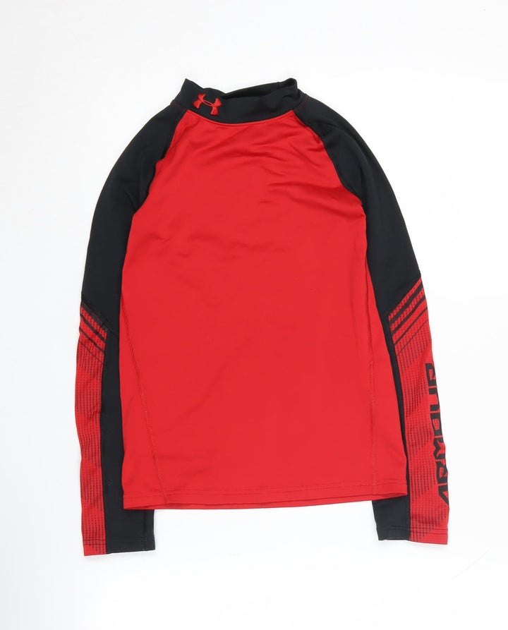 Under Armour Boys Red Long Sleeve Athletic Top M