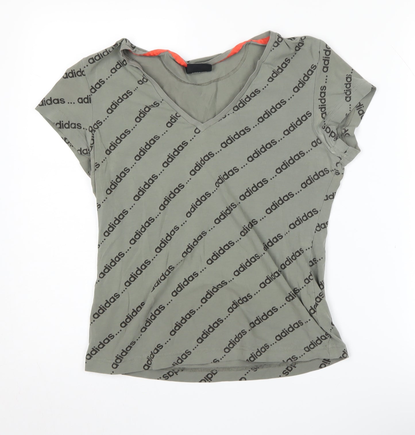 Adidas Women's Green V-Neck T-Shirt L