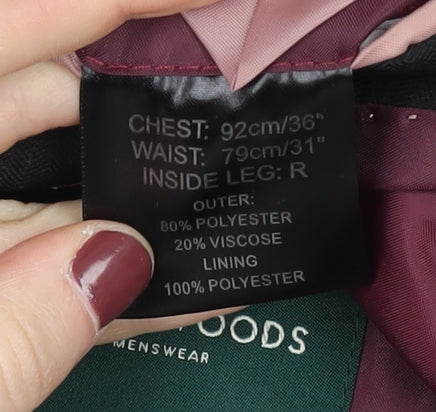 Greenwoods Men's Black Classic Blazer, Size 36