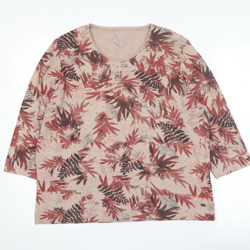 TIGI Women's Beige Floral Pullover Jumper, 3/4 Sleeve, Autumn