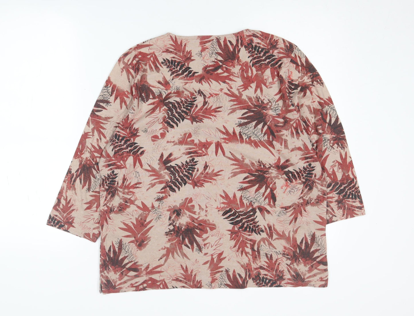 TIGI Women's Beige Floral Pullover Jumper, 3/4 Sleeve, Autumn