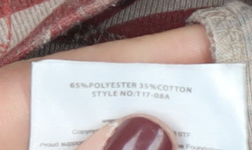 TIGI Women's Beige Floral Pullover Jumper, 3/4 Sleeve, Autumn