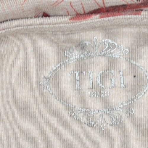 TIGI Women's Beige Floral Pullover Jumper, 3/4 Sleeve, Autumn