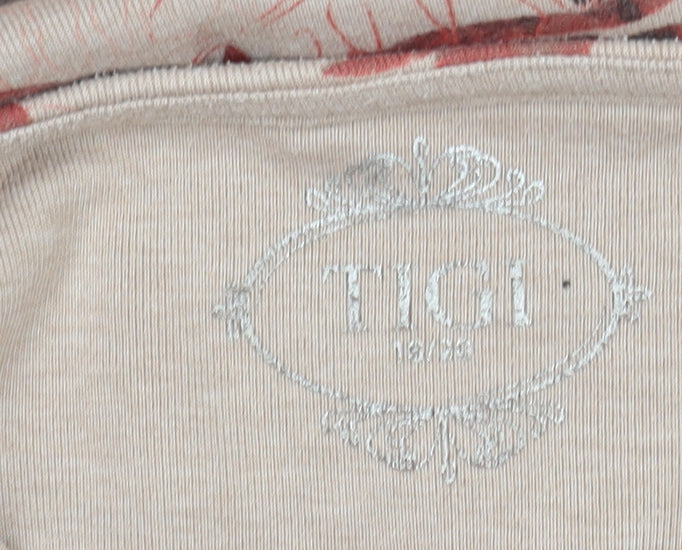 TIGI Women's Beige Floral Pullover Jumper, 3/4 Sleeve, Autumn