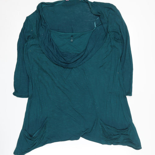 Epilogue Women's Green Cowl Neck Jumper Size 16