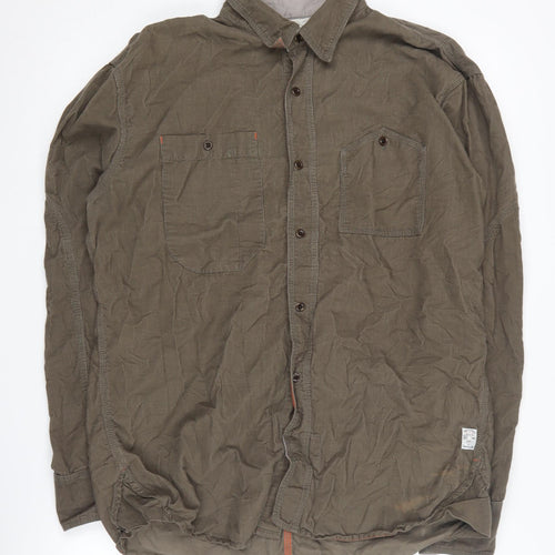 FCUK Men's Brown Regular Button-Up Shirt M
