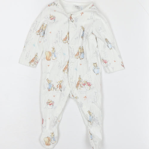 Beatrix Potter Unisex White Newborn Babygrow Peter Rabbit