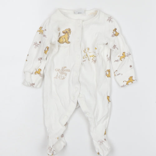 Disney The Lion King Unisex Babygrow - 12 Months, White, Cotton
