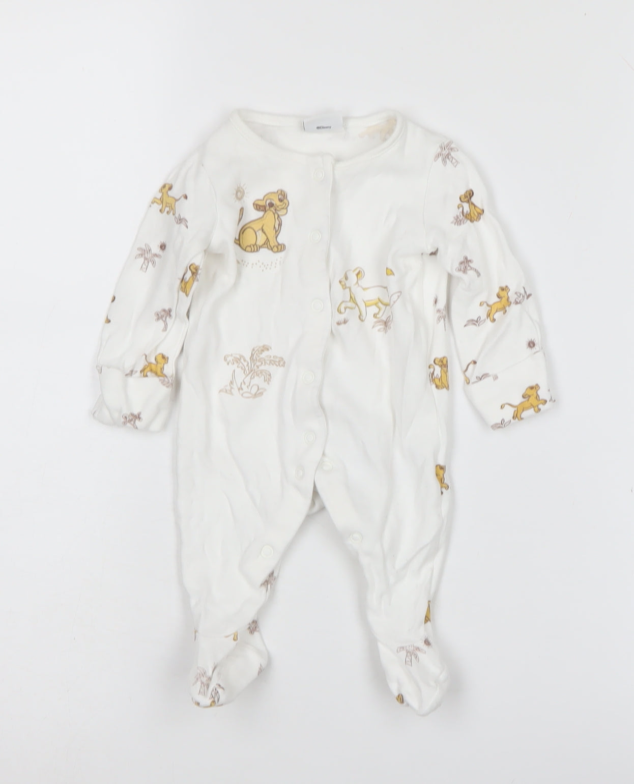 Disney The Lion King Unisex Babygrow - 12 Months, White, Cotton