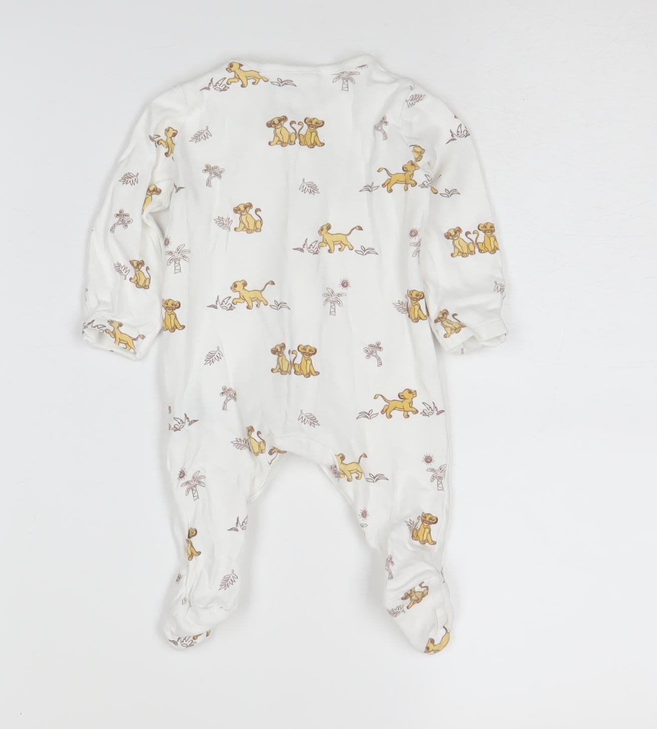 Disney The Lion King Unisex Babygrow - 12 Months, White, Cotton