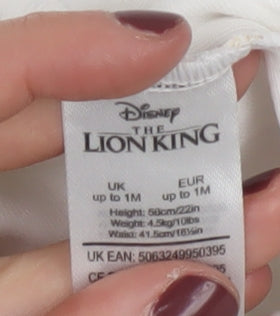 Disney The Lion King Unisex Babygrow - 12 Months, White, Cotton