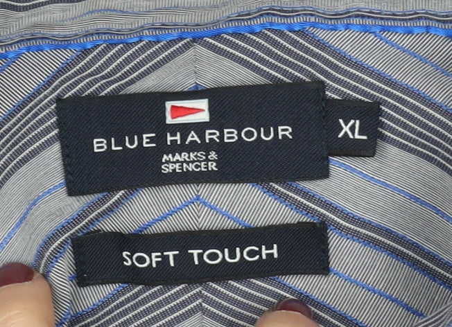 Marks and Spencer Blue XL Men's Striped Shirt