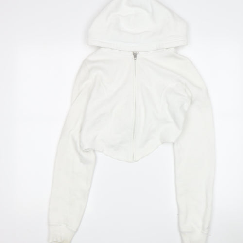 Hollister Women's White Full Zip Hoodie, Size S