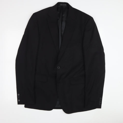 Studio Italia Men's Black Wool Blazer, Size 38L, Formal