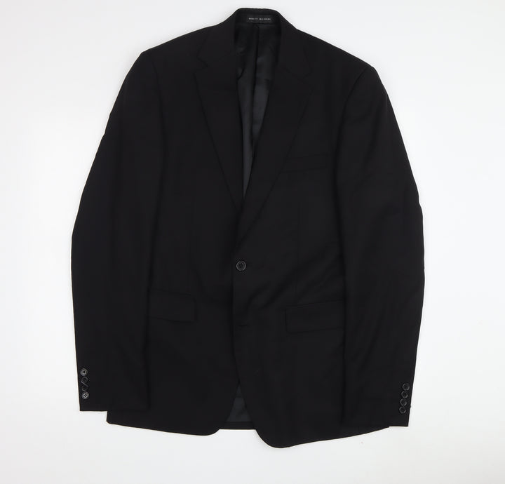 Studio Italia Men's Black Wool Blazer, Size 38L, Formal