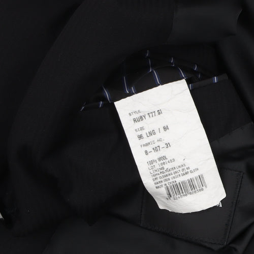 Studio Italia Men's Black Wool Blazer, Size 38L, Formal