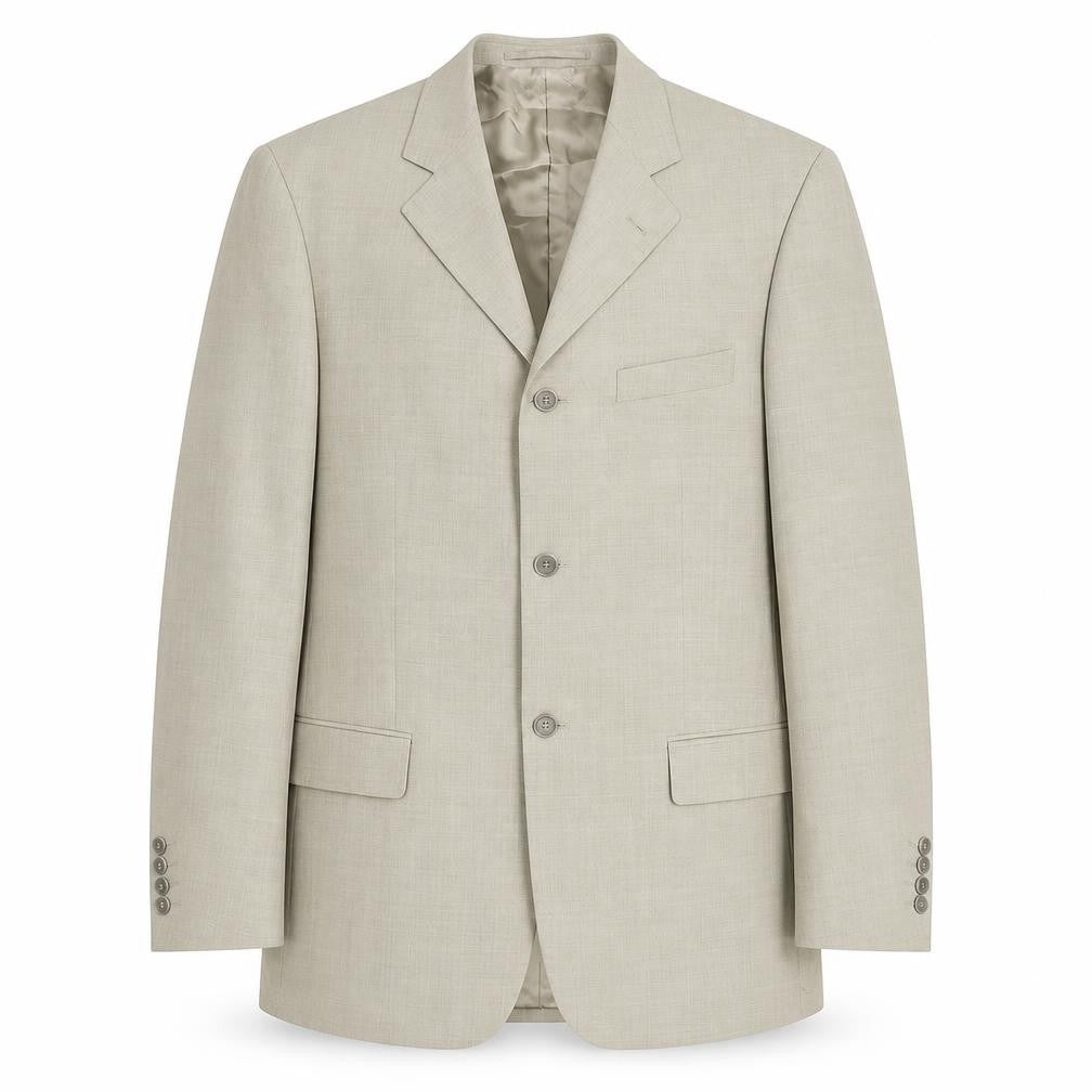 Front view of Hugo James Men's Beige Classic Blazer, size 40L