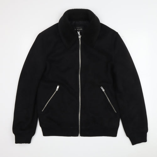 River Island Men's Black Bomber Jacket, Size M, Casual