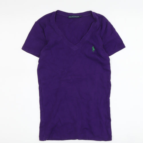 Ralph Lauren Women's Purple V-Neck T-Shirt - Size S