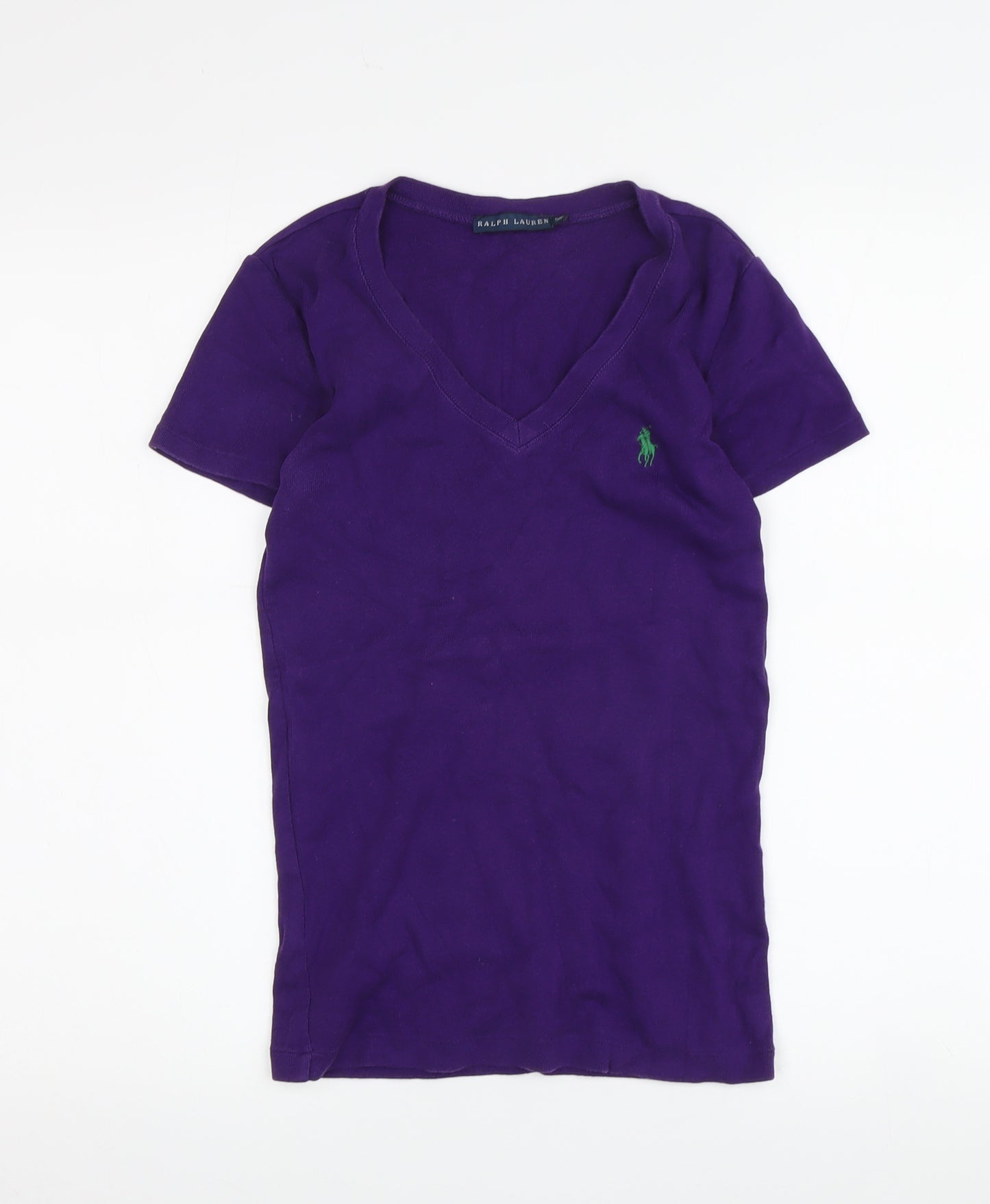 Ralph Lauren Women's Purple V-Neck T-Shirt - Size S