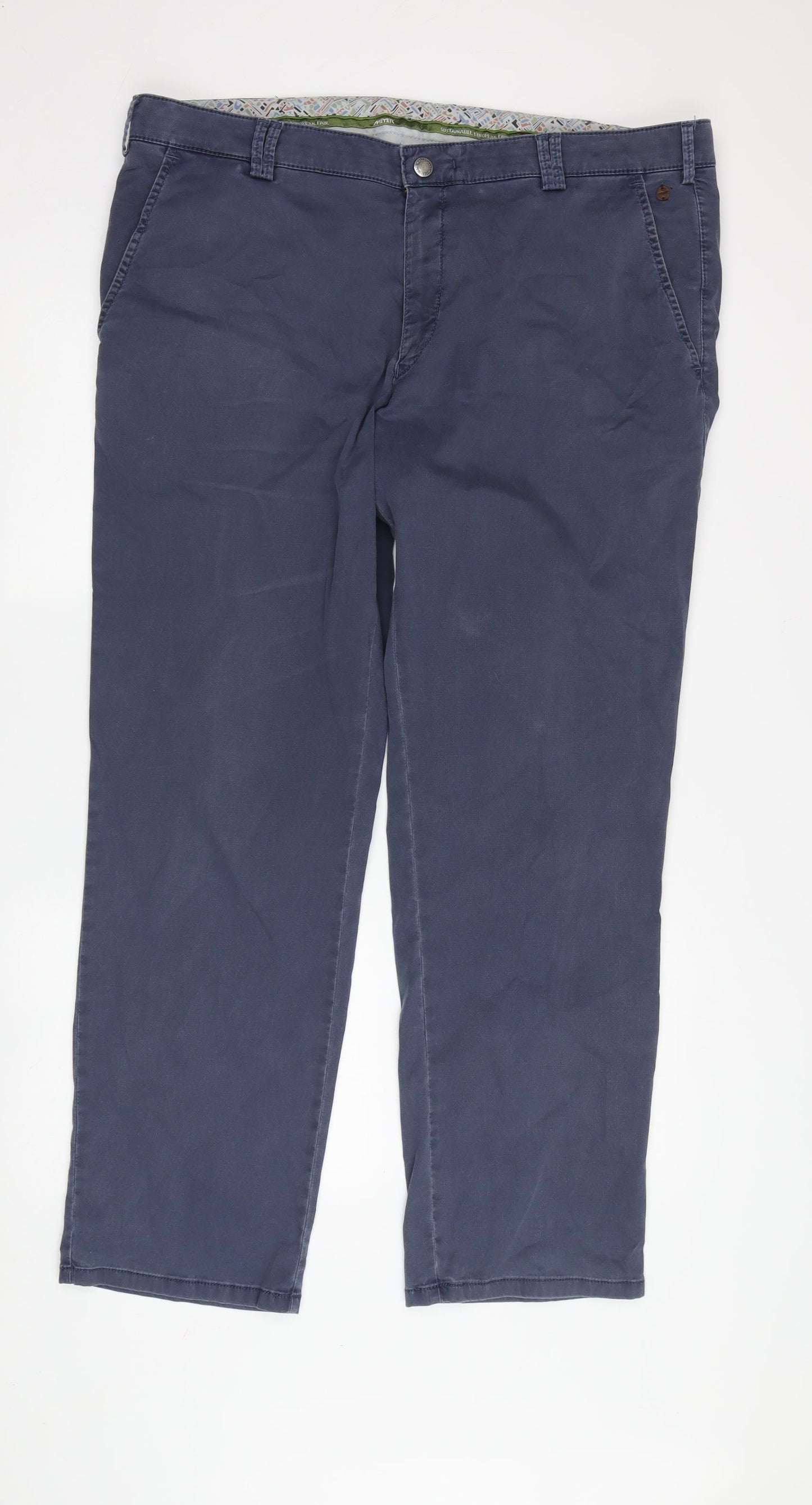 Meyer Men's Blue Chino Trousers Size 40 Regular