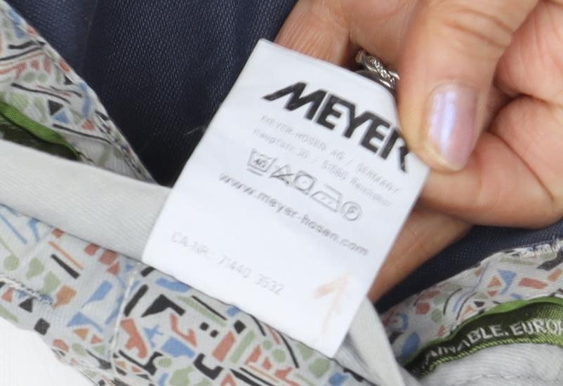 Meyer Men's Blue Chino Trousers Size 40 Regular