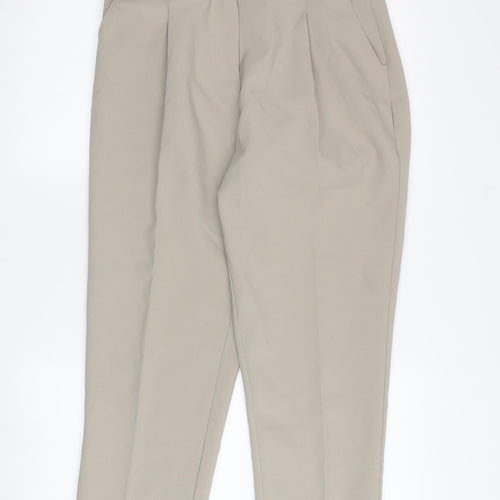 Damart Women's Beige Regular Fit Pleated Trousers