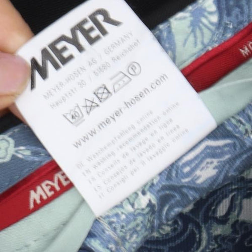 Meyer Men's Black Regular Fit Trousers with Zip Closure